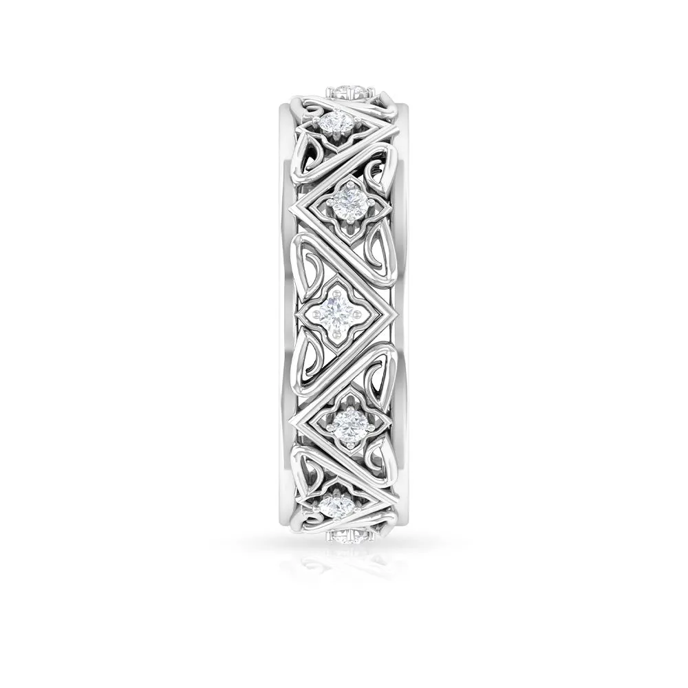 1/2 CT Diamond Vintage Band Ring in 4 Prong Setting