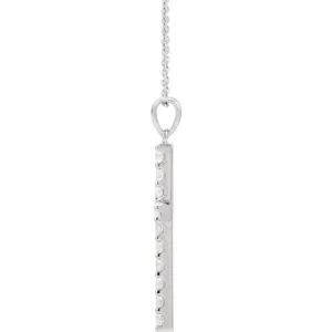 14K White 1/8 CTW Natural Diamond Cross 18" Necklace