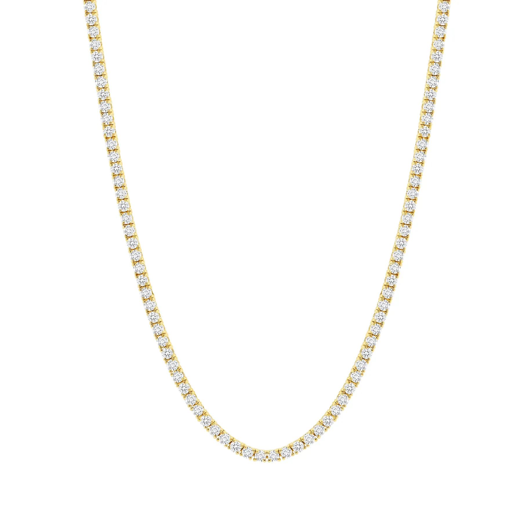 15 Carat Round Diamond 15K Gold Tennis Necklace