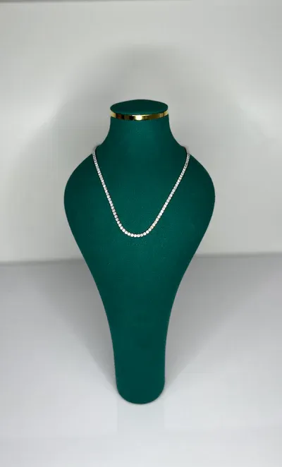 15 Carat Round Diamond 15K Gold Tennis Necklace