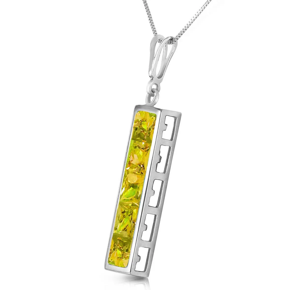 2.25 Carat 14K Solid White Gold Full Heart Peridot Necklace