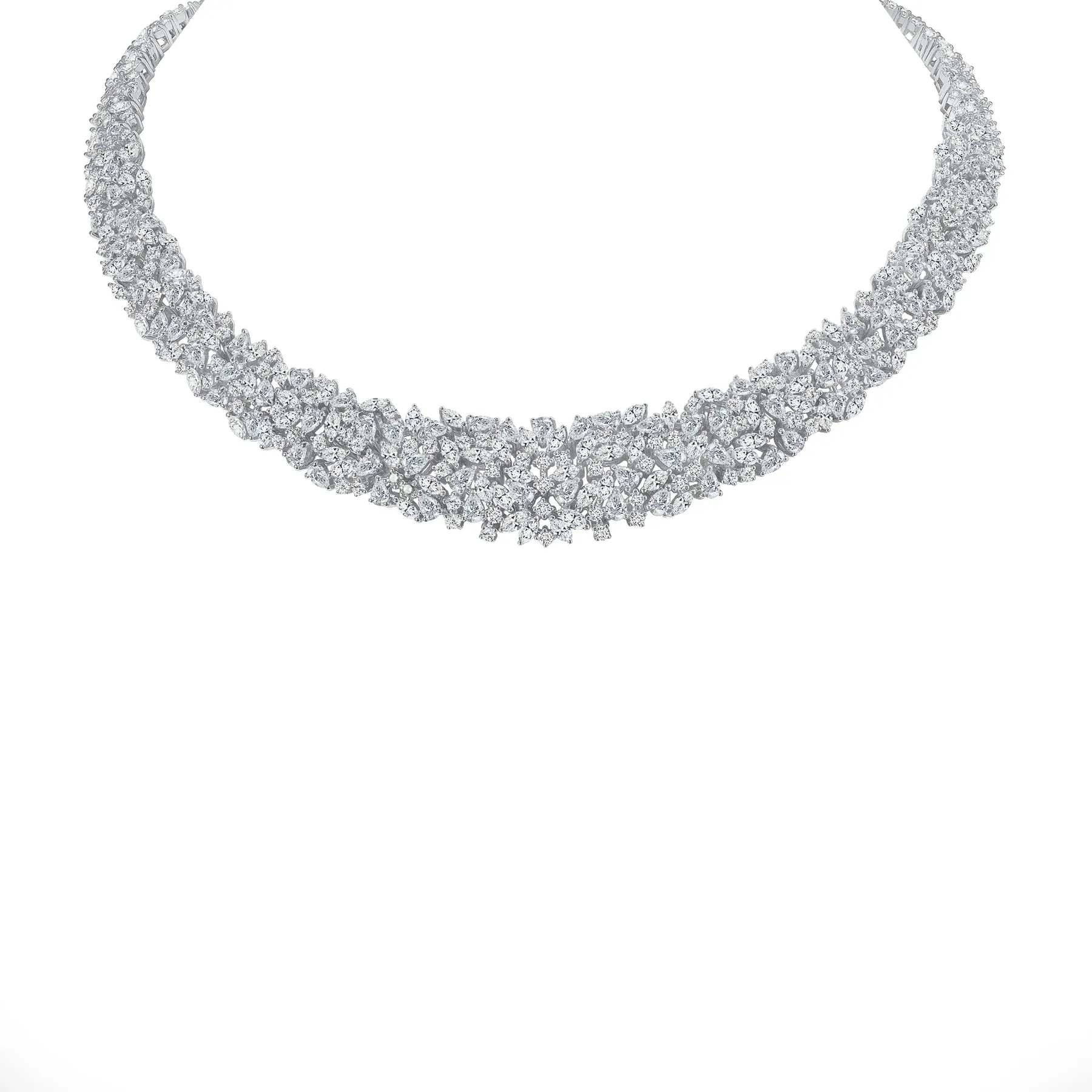30 Carat Diamond 18K Gold Cluster Necklace