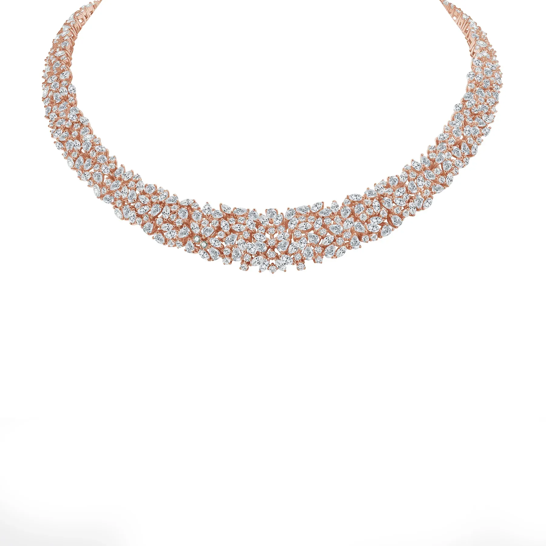 30 Carat Diamond 18K Gold Cluster Necklace