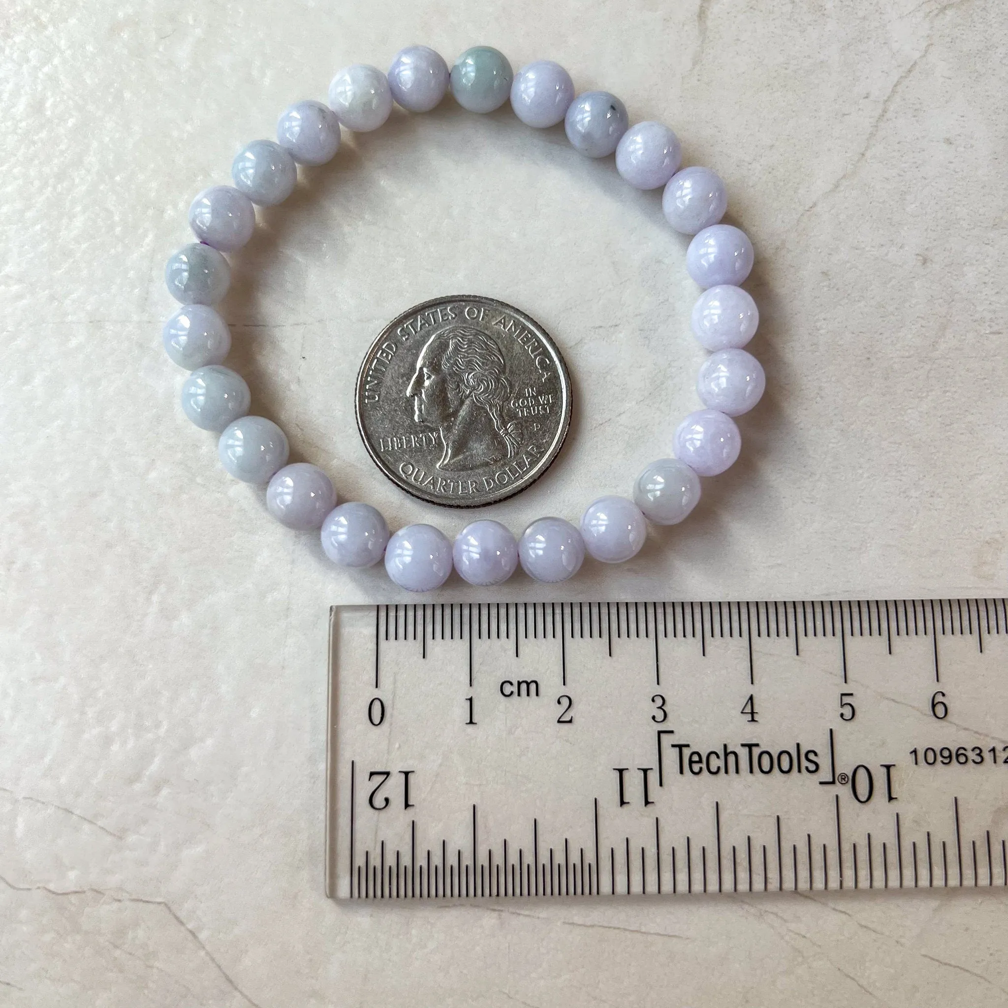 7.2 mm Jadeite Jade Light Lavender Purple Small Bracelet, CAR-0424-1720455176