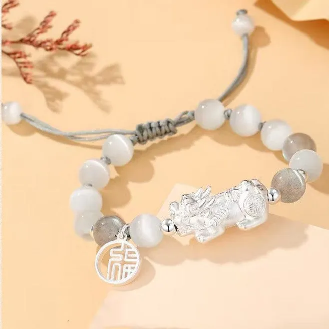 999 Silver Pixiu Classic Couple Bracelet-Protection and Wealth