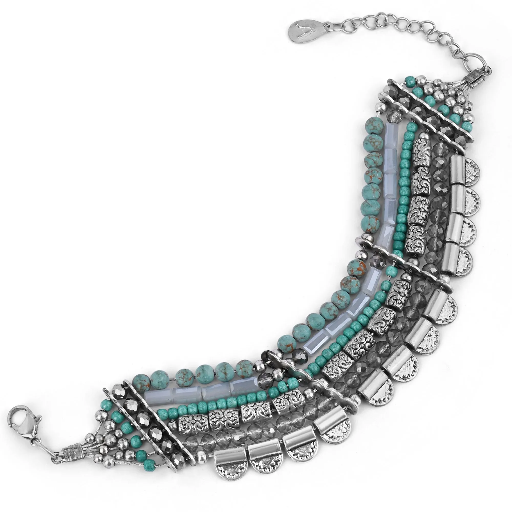 Accessorize London Women's Blue Semi-Circle Statement Bracelet