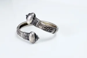 Antique Victorian Stylized Snake Silver Bypass Bracelet