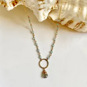 Aqua Chalcedony Necklace with Circle