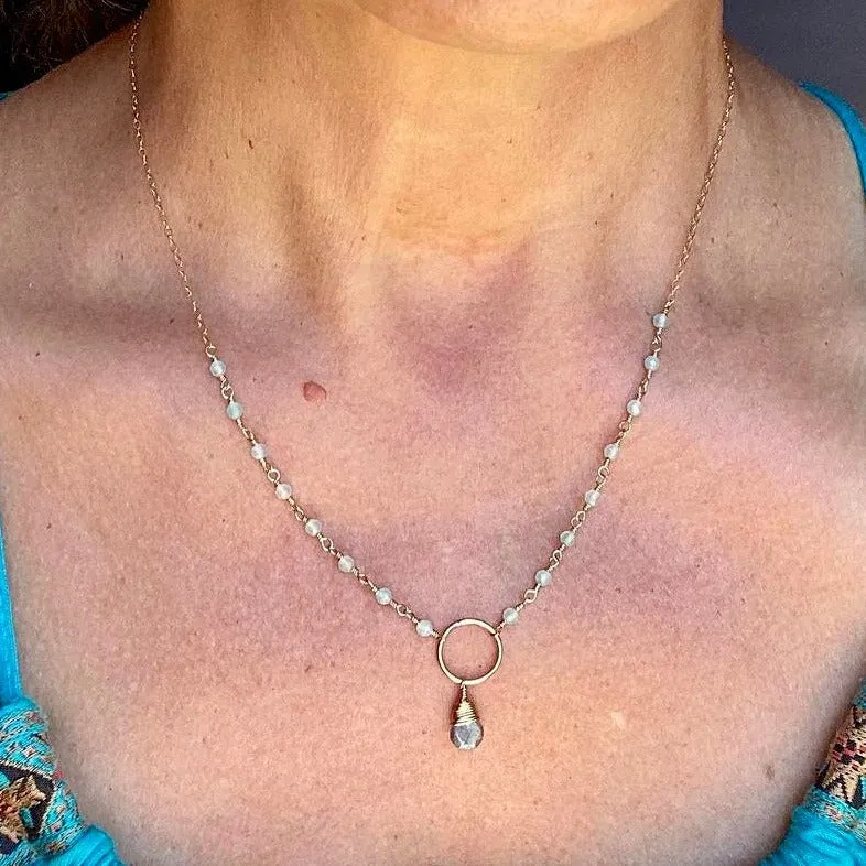 Aqua Chalcedony Necklace with Circle