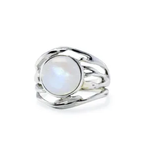 Banyan Statement Sterling Silver Rainbow Moonstone Ring