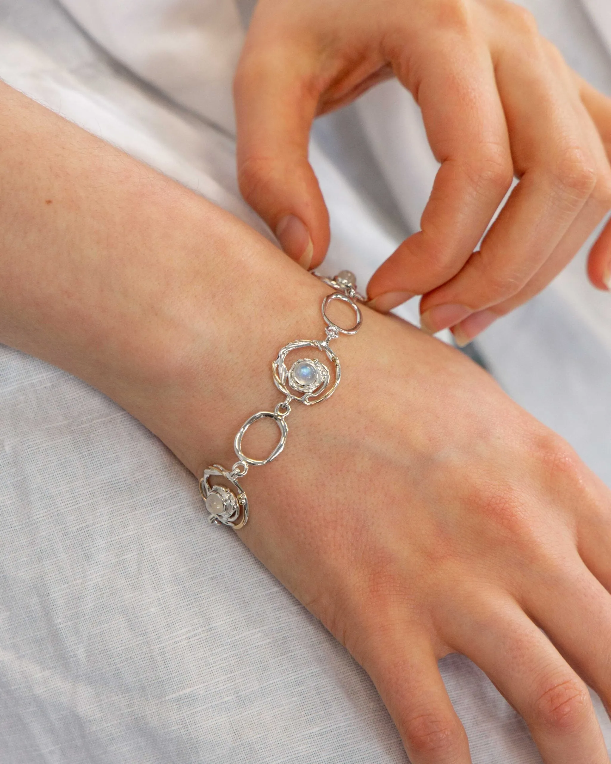 Banyan Undulating Round Moonstone Bracelet