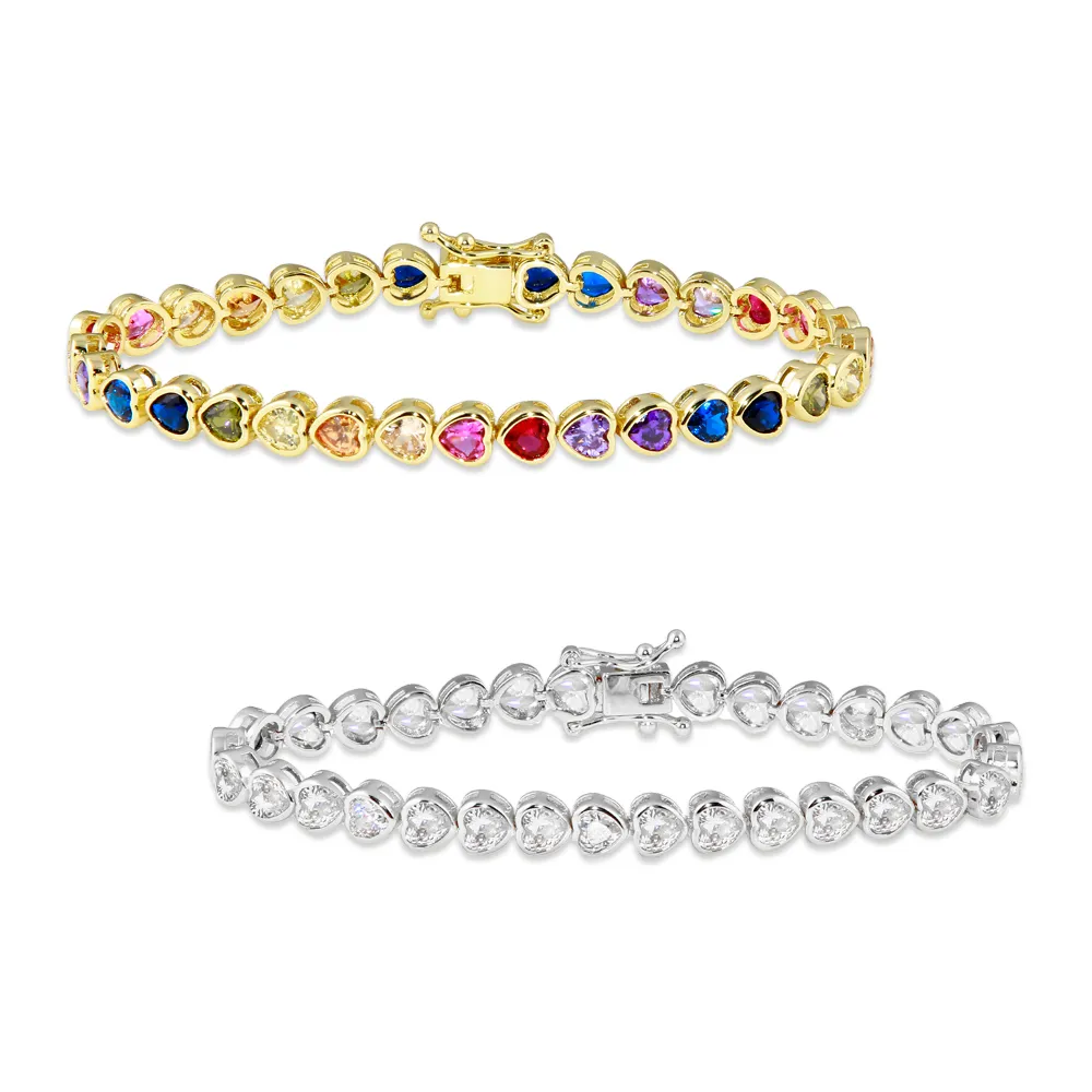Bezel Heart Tennis Bracelet x2