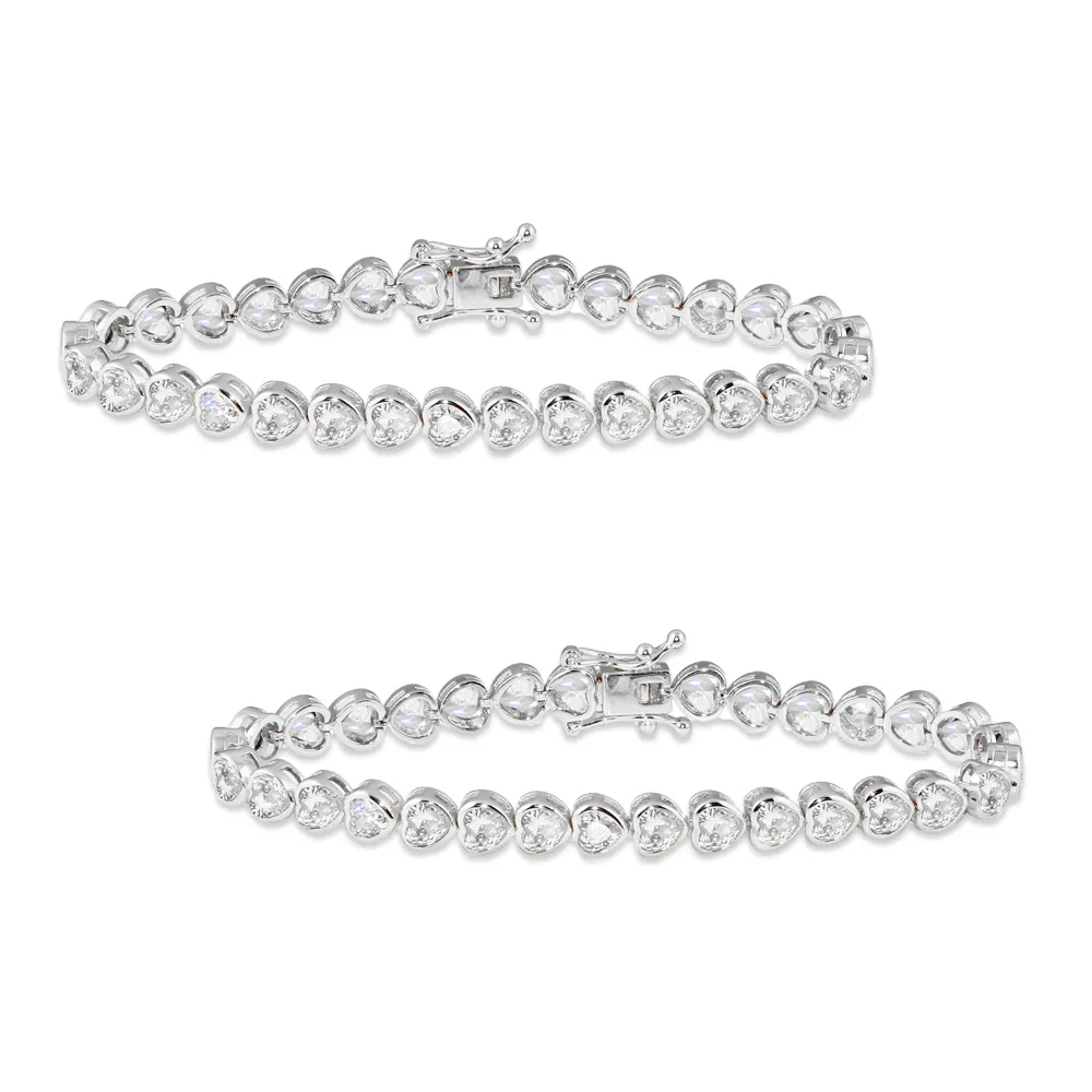 Bezel Heart Tennis Bracelet x2