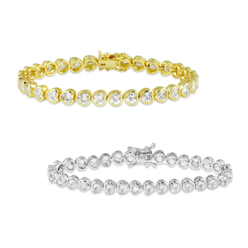 Bezel Heart Tennis Bracelet x2
