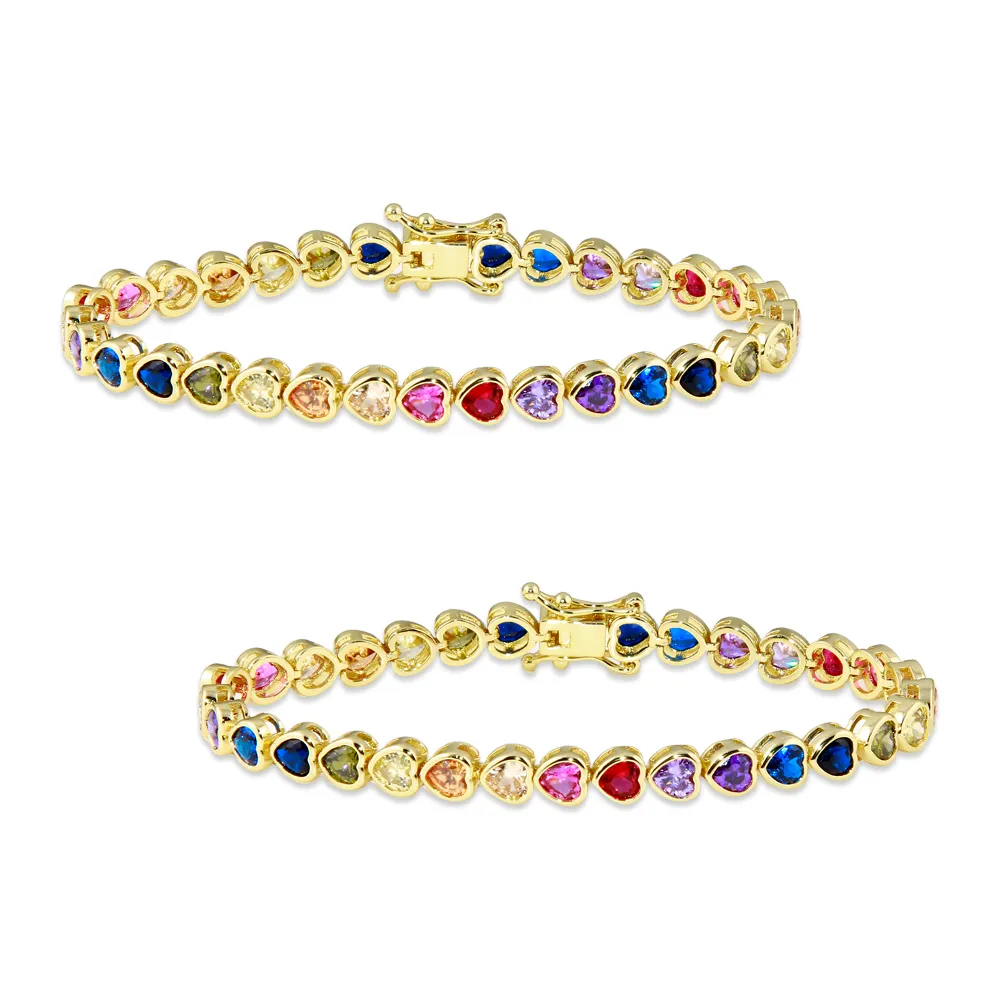 Bezel Heart Tennis Bracelet x2