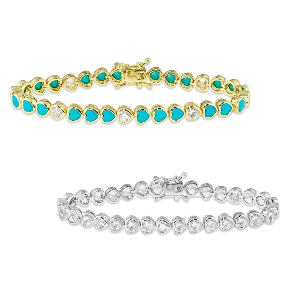 Bezel Heart Tennis Bracelet x2
