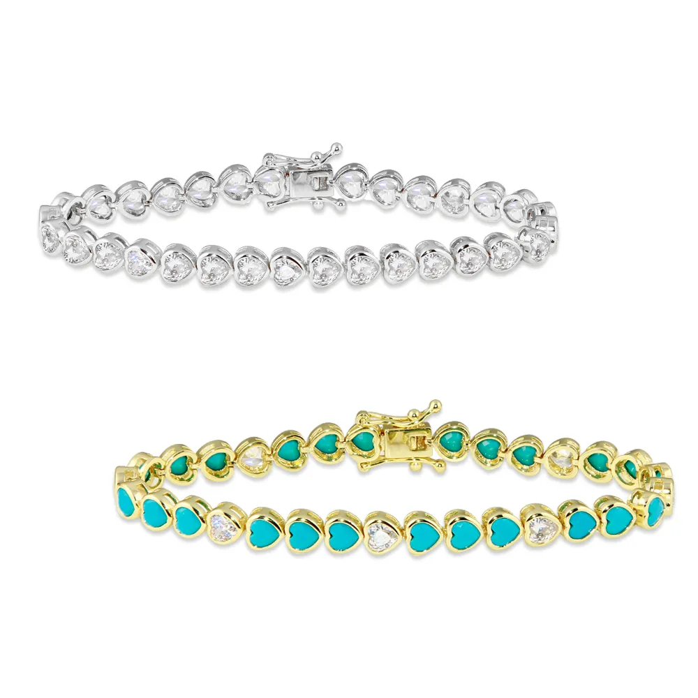 Bezel Heart Tennis Bracelet x2