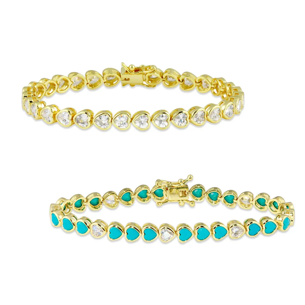 Bezel Heart Tennis Bracelet x2