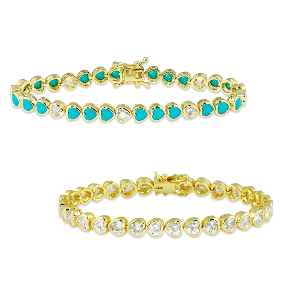 Bezel Heart Tennis Bracelet x2