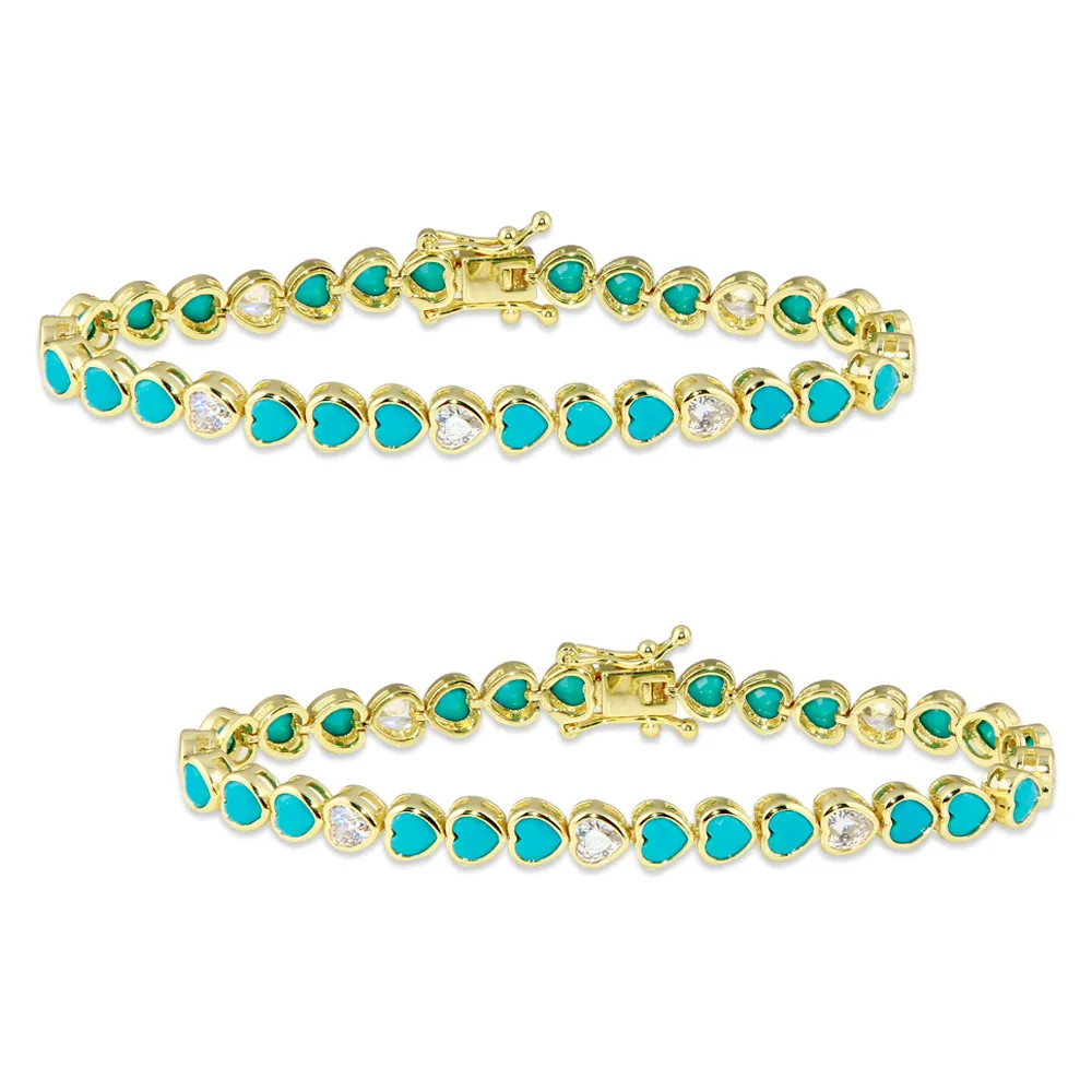 Bezel Heart Tennis Bracelet x2