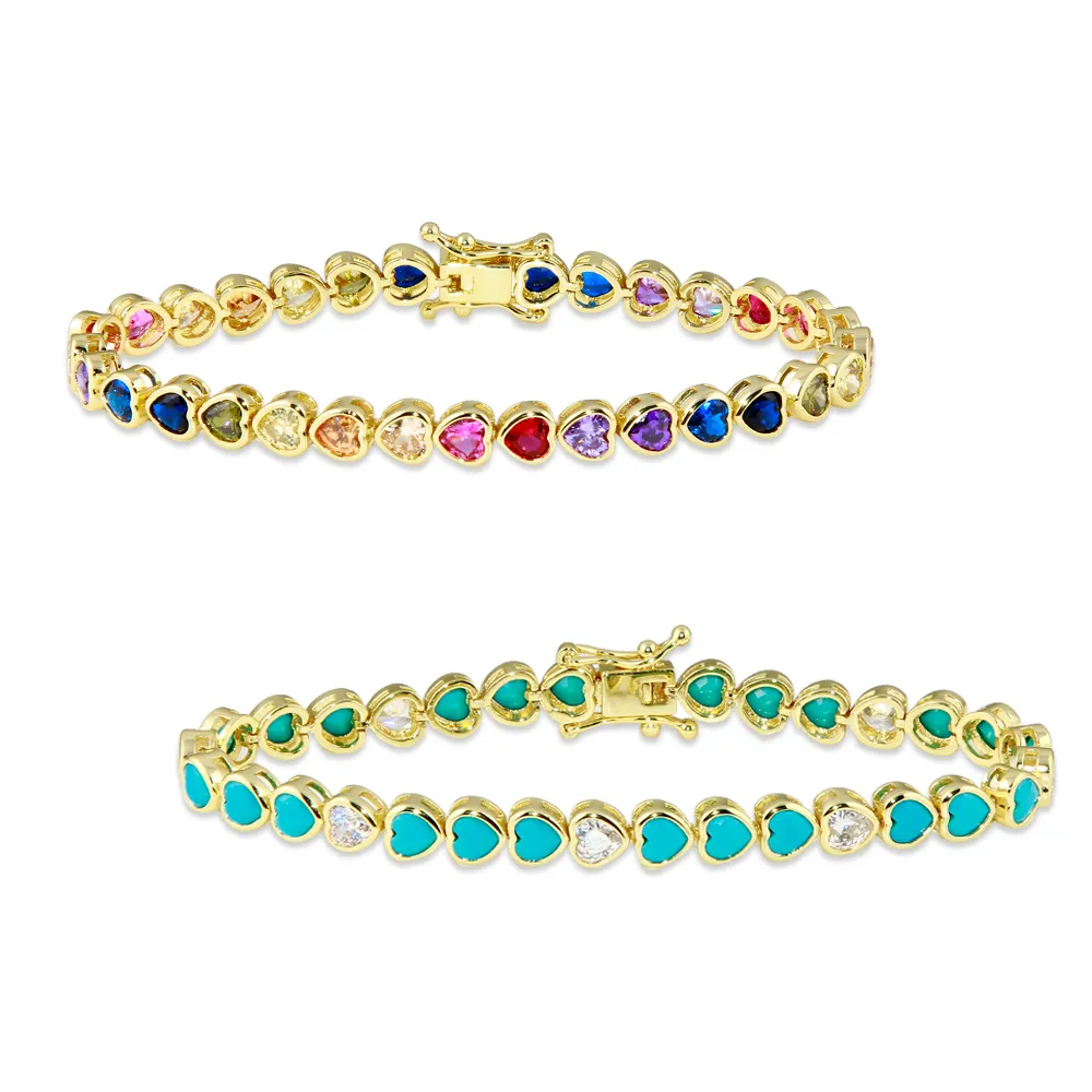 Bezel Heart Tennis Bracelet x2
