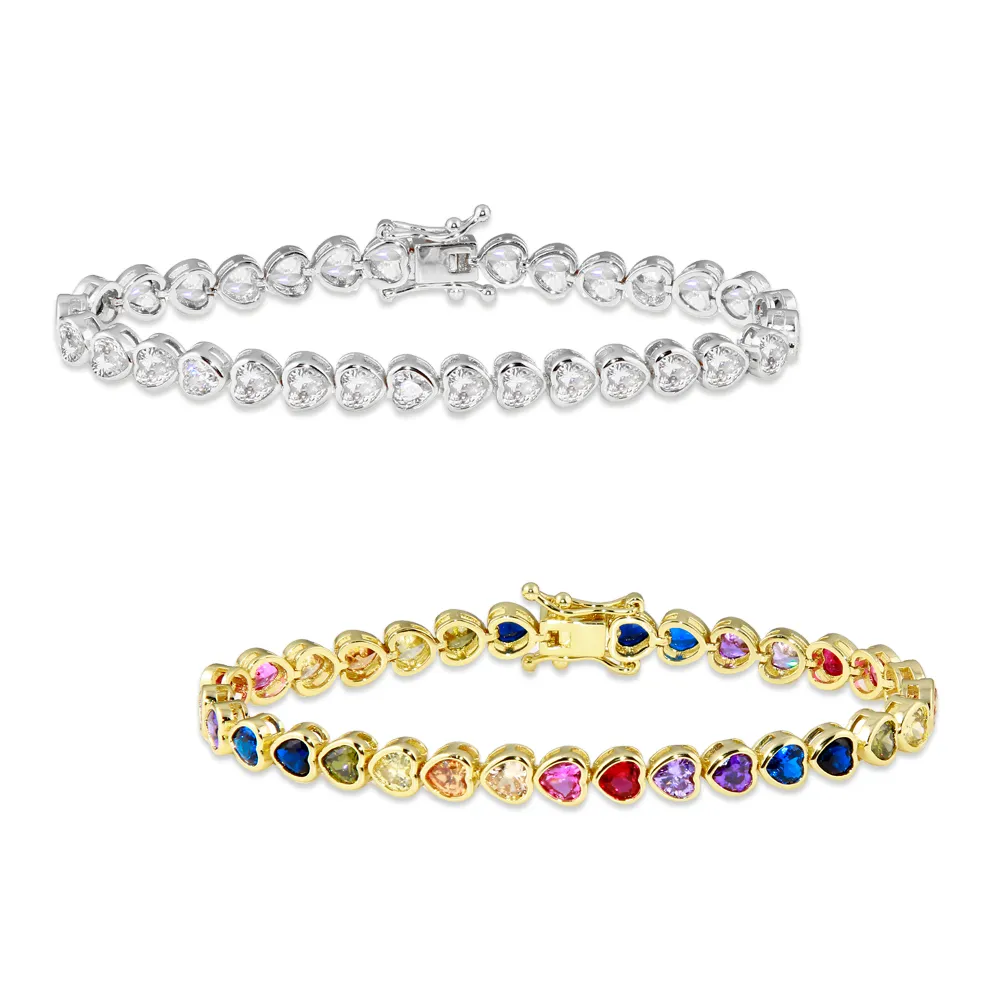 Bezel Heart Tennis Bracelet x2