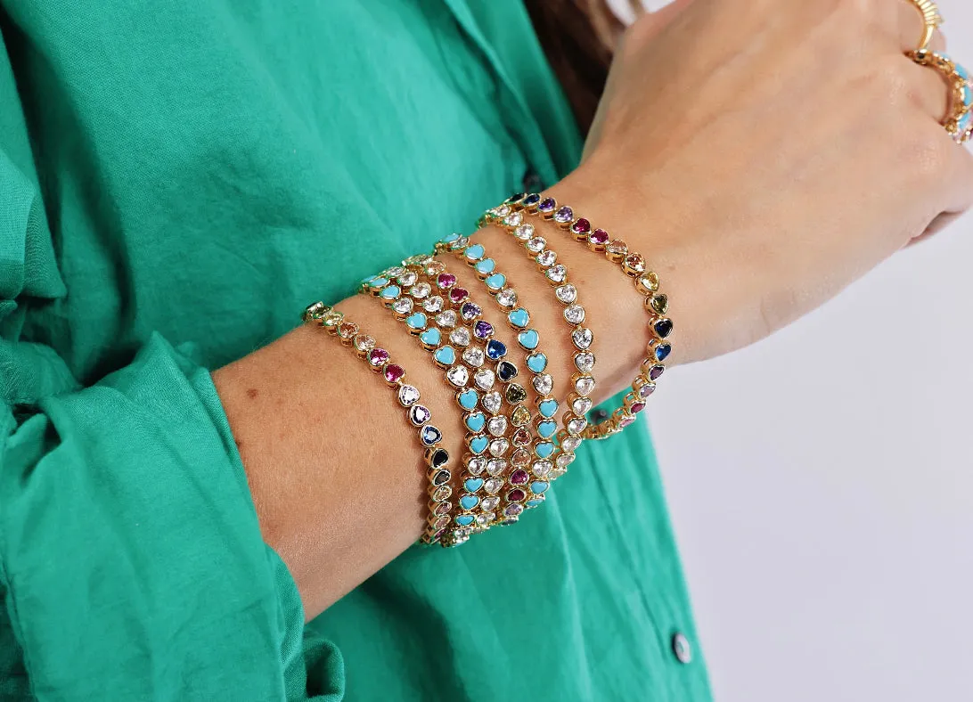 Bezel Heart Tennis Bracelet x2