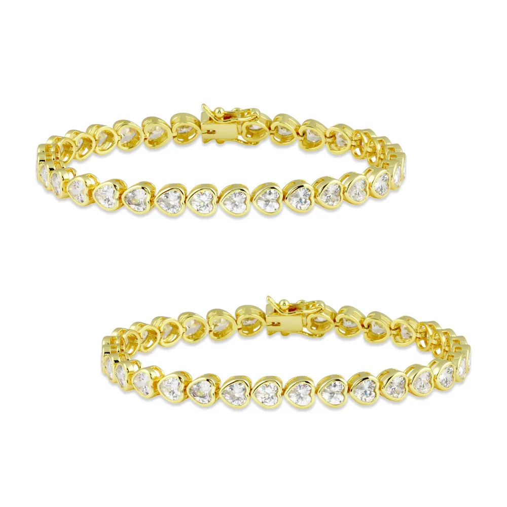 Bezel Heart Tennis Bracelet x2