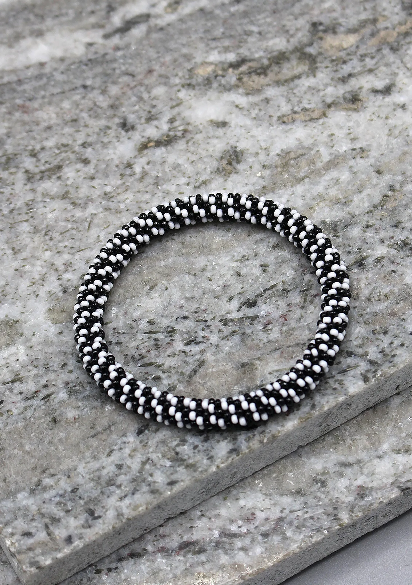 Black White Twined Roll On Bracelet