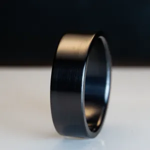 Blackened- satin black titanium ring