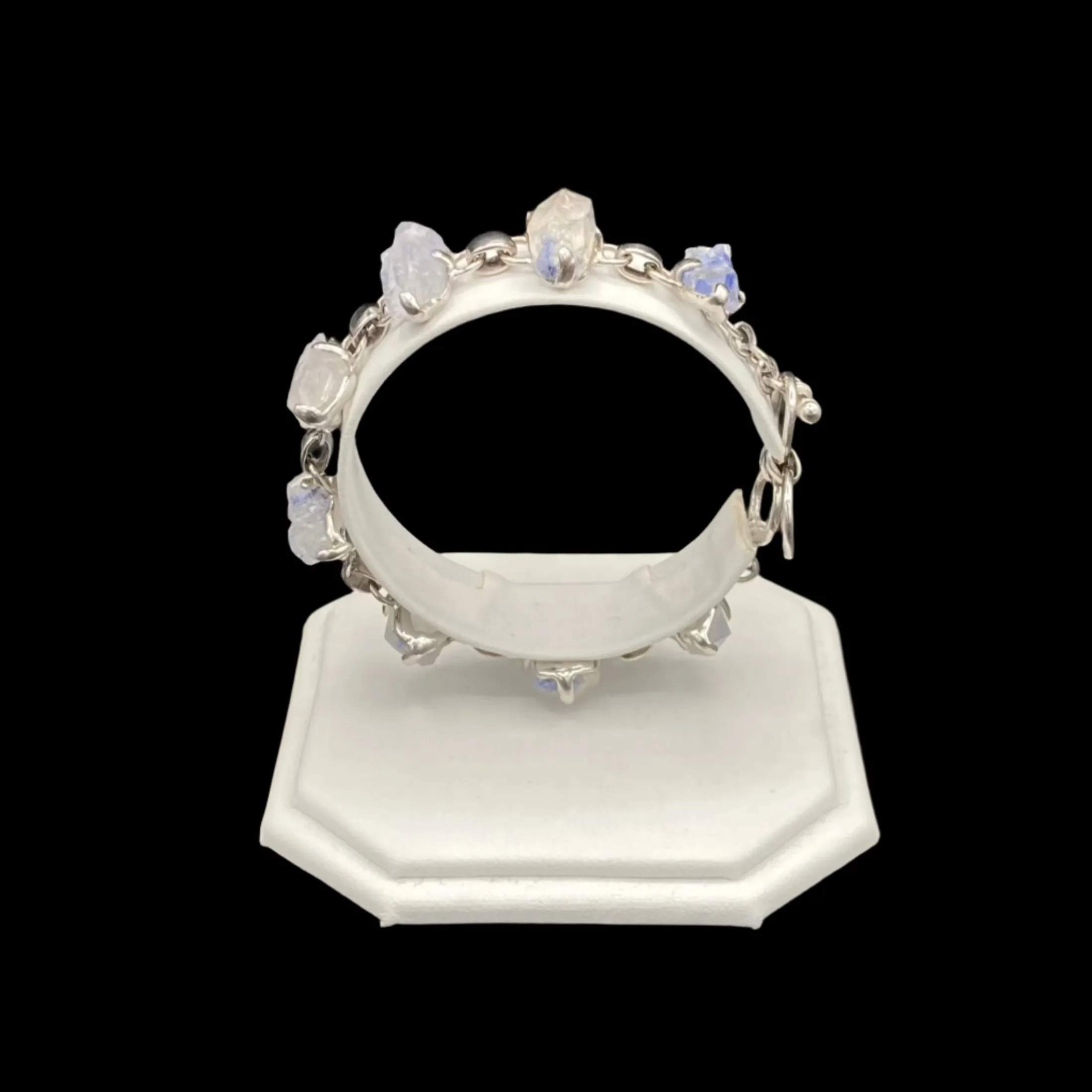 Blue Dumortierite Quartz Crystal Sterling Silver Bracelet