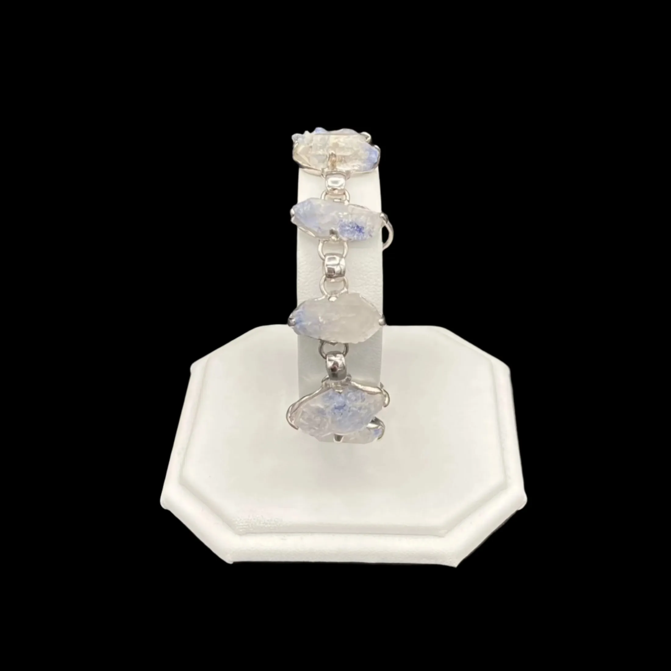 Blue Dumortierite Quartz Crystal Sterling Silver Bracelet