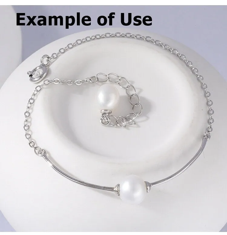 Chain Bracelet Setting Blank 1pc 1.1g 925 Sterling Silver for 2 Pearls Beads 6mm with Spring Ring Buckle Wholesale Available