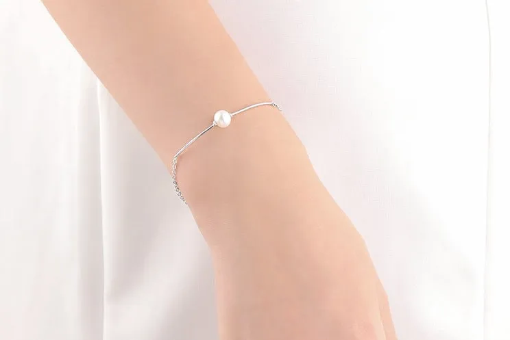 Chain Bracelet Setting Blank 1pc 1.1g 925 Sterling Silver for 2 Pearls Beads 6mm with Spring Ring Buckle Wholesale Available