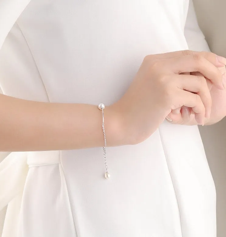 Chain Bracelet Setting Blank 1pc 1.1g 925 Sterling Silver for 2 Pearls Beads 6mm with Spring Ring Buckle Wholesale Available