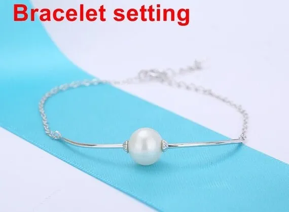 Chain Bracelet Setting Blank 1pc 1.1g 925 Sterling Silver for 2 Pearls Beads 6mm with Spring Ring Buckle Wholesale Available