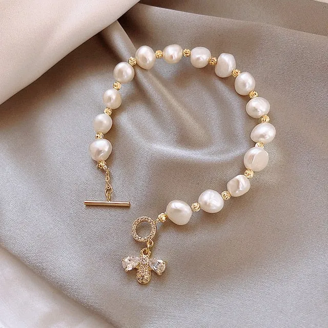 Classic Fashion Natural Stone Pearl Pendant Bracelet