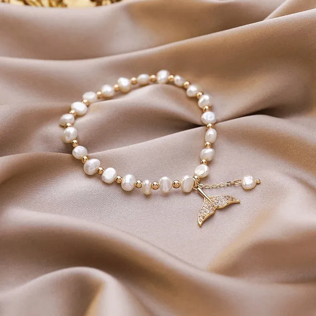 Classic Fashion Natural Stone Pearl Pendant Bracelet
