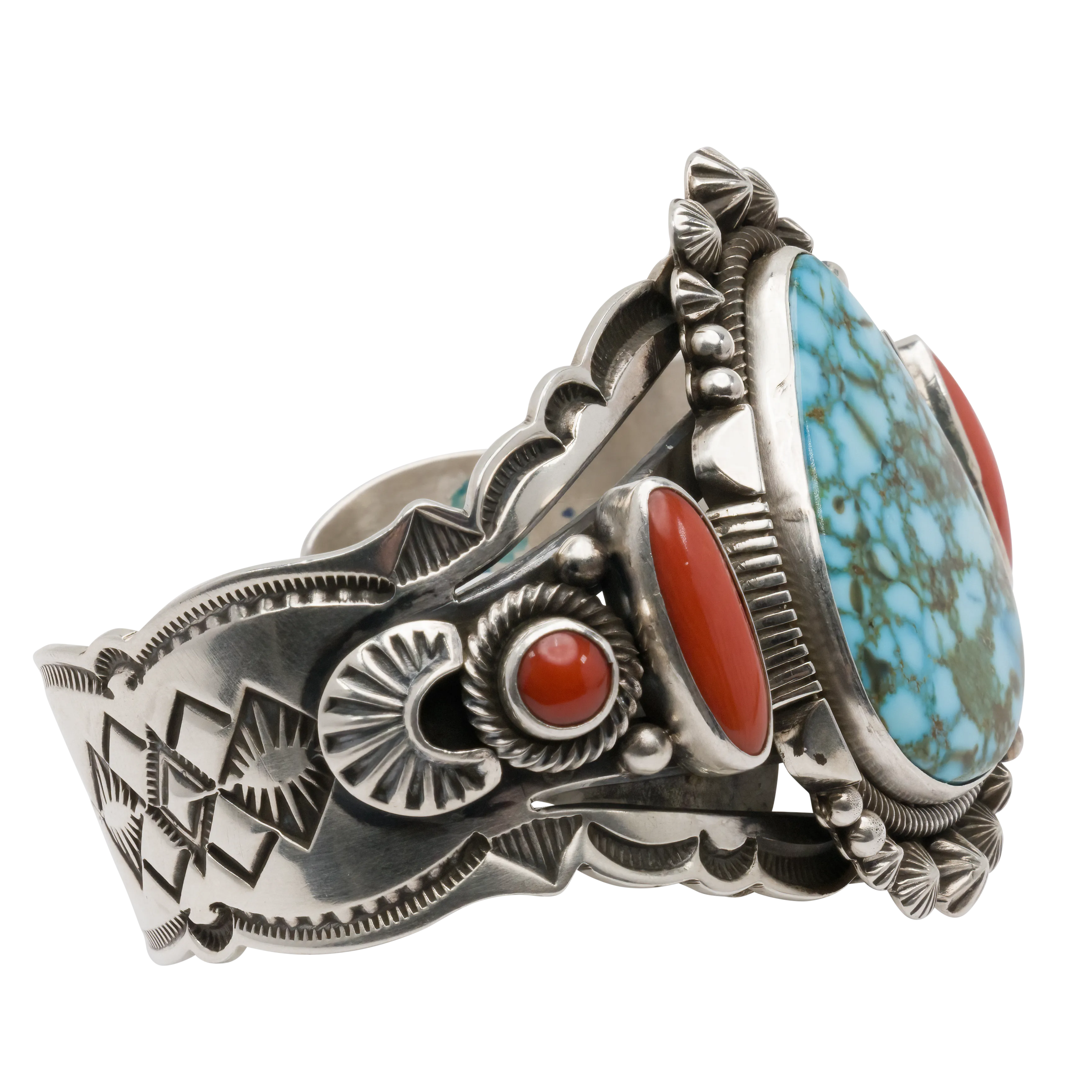 Coral & Kingman Turquoise Cuff | Aaron Toadlena