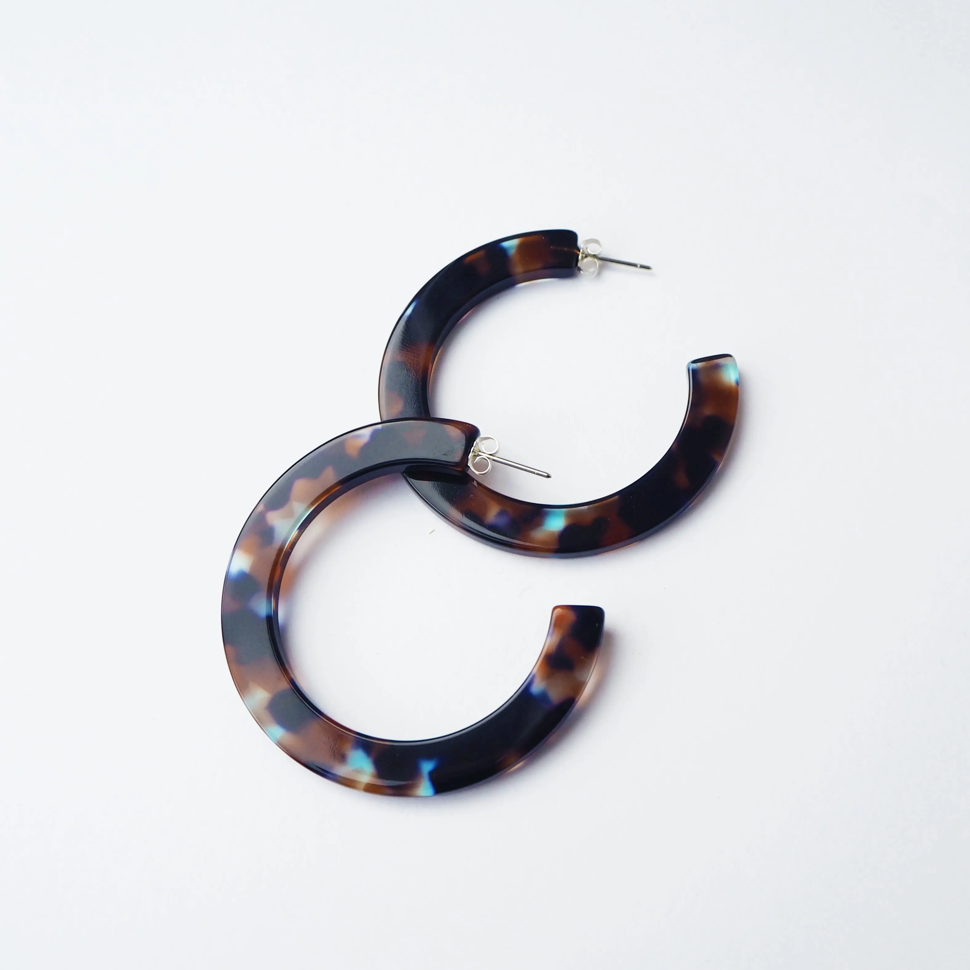 Coral Large Statement Flat Hoop Earrings | Acid Tortoiseshell | by Custom Made