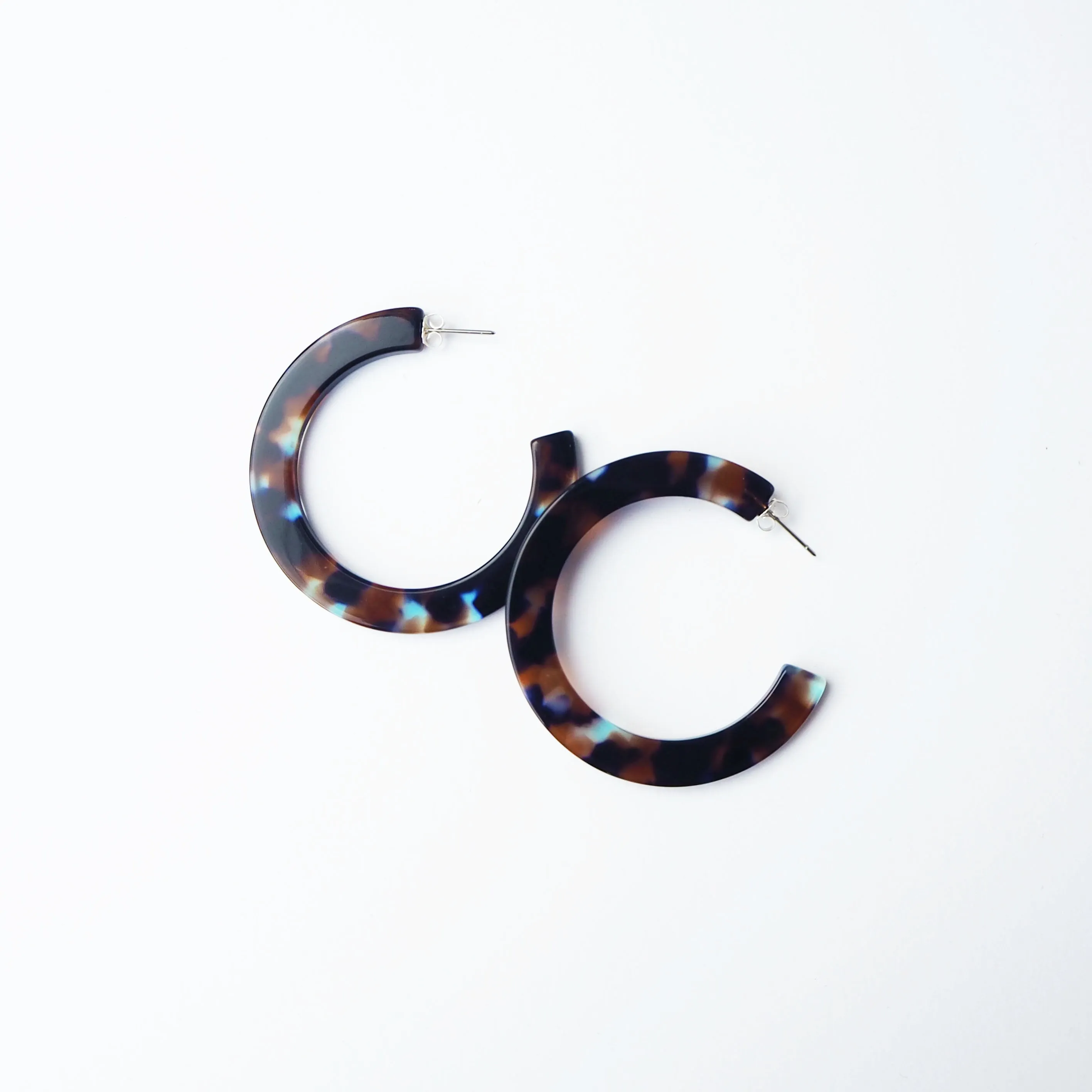 Coral Large Statement Flat Hoop Earrings | Acid Tortoiseshell | by Custom Made