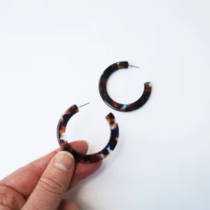 Coral Large Statement Flat Hoop Earrings | Acid Tortoiseshell | by Custom Made