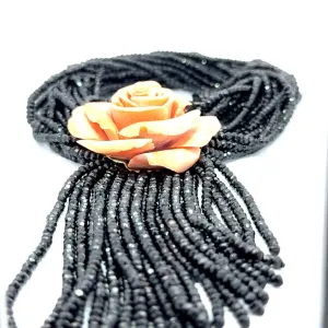 Coral Rose With Black Beads Necklace