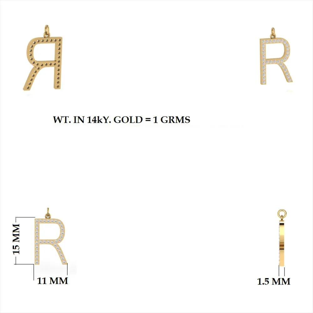 Diamond Initial pendant 15mm letter R
