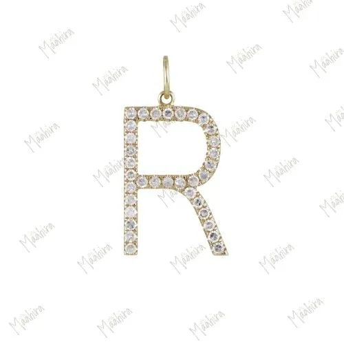 Diamond Initial pendant 15mm letter R