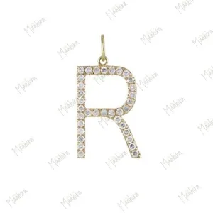 Diamond Initial pendant 15mm letter R