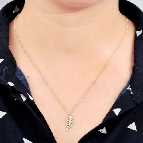 Diamond Leaf charm necklace
