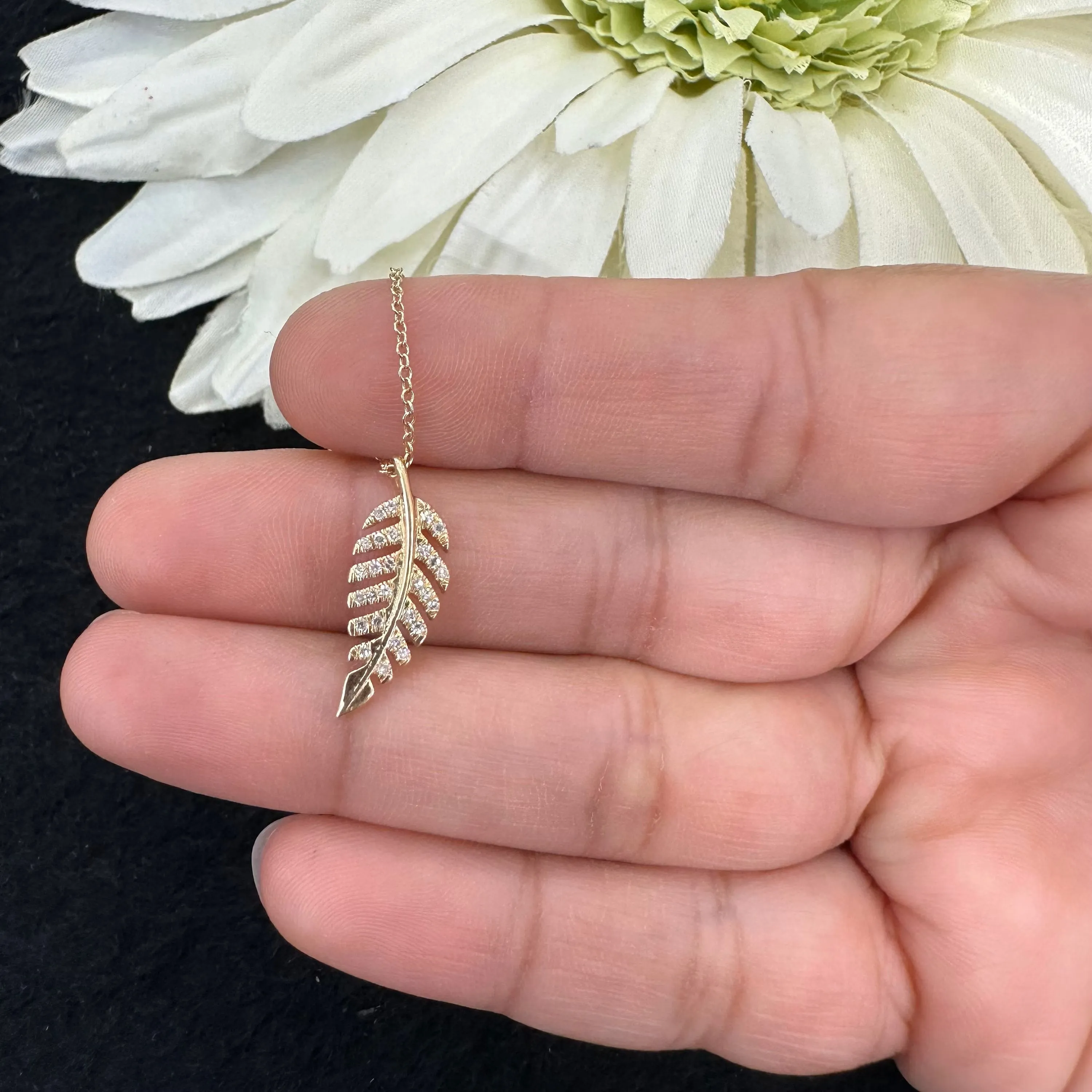Diamond Leaf charm necklace