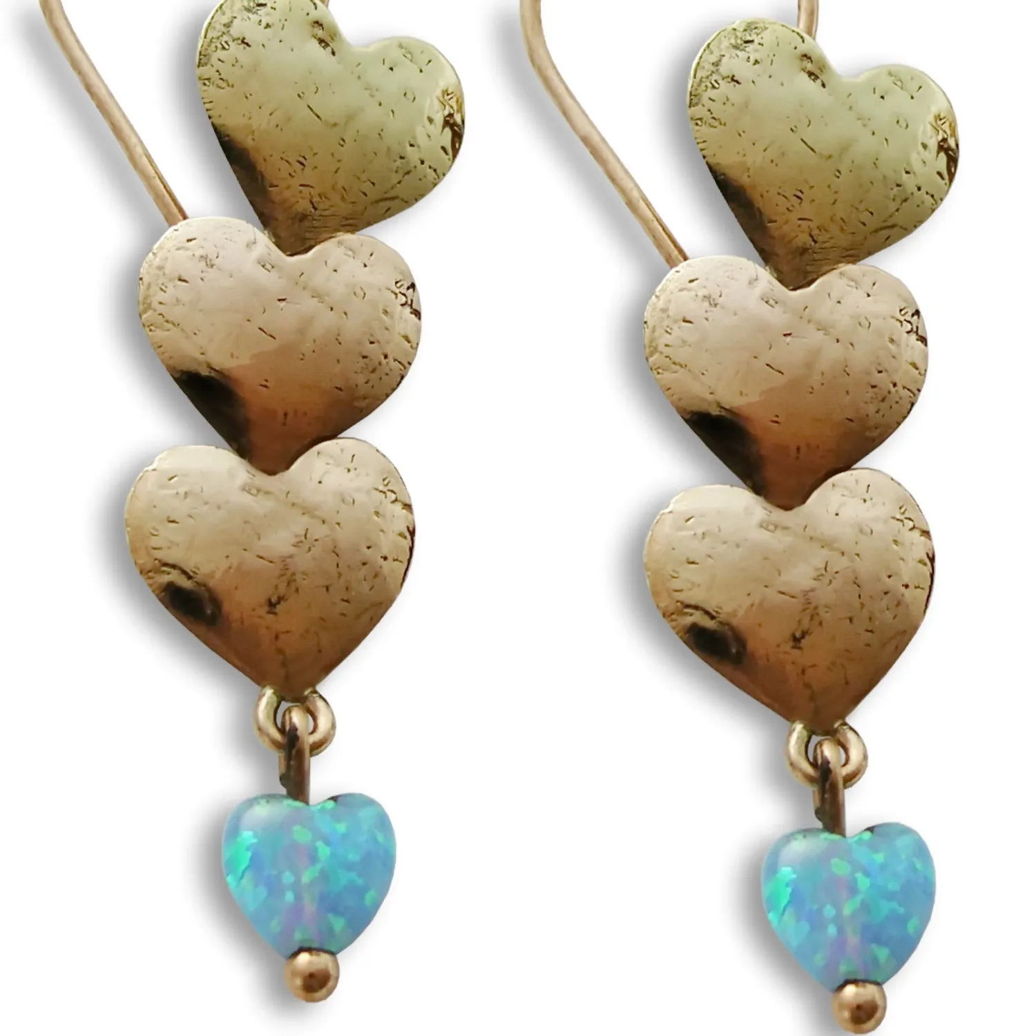EG7862 Gold Long hearts chandelier earrings