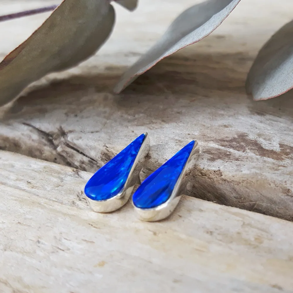 Flinder Blue Petal Stud Earrings